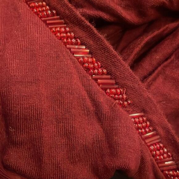 Talbots maroon scoop neck blouse with embellished neck line size medium - Picture 7 of 7